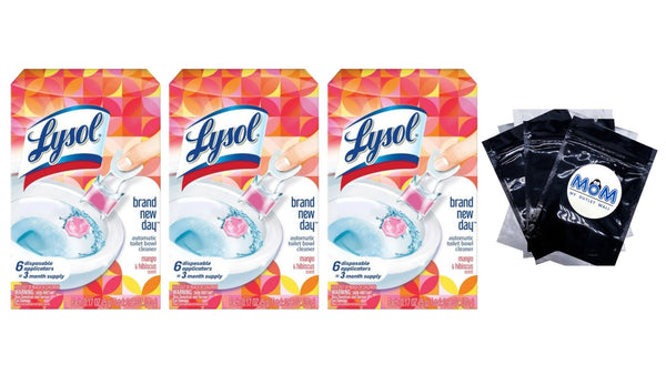 Click Gel Automatic Toilet Bowl Cleaner For Cleaning and Refreshing, Brand New Day Mango & Hibiscus - 3 pack - 6 counts per pack - plus 3 My Outlet Mall Resealable Storage Pouches