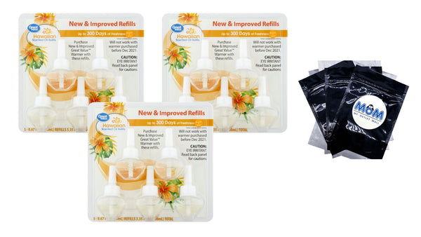 Scented Oil Refills, Hawaiian, 0.67 oz - 3 packs - 5 count per pack - plus 3 My Outlet Mall Resealable Storage Pouches