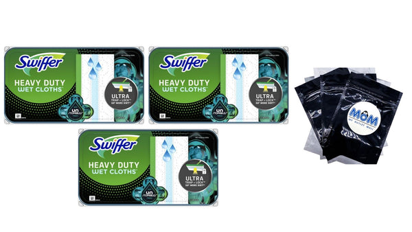 Heavy Duty Wet Multi-Surface Cloth Refills, Floor Cleaner and Floor Mop, Unstopables Fresh Scent - 3 packs - 20 count per pack - plus 3 My Outlet Mall Resealable Storage Pouches