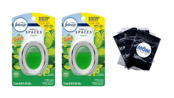 Small Spaces Air Freshener, Odor-Fighting, Gain Original - 2 packs - 1 count per pack - plus 3 My Outlet Mall Resealable Storage Pouches