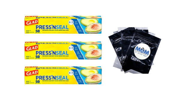 Press'n Seal Food Plastic Wrap - 3 packs -  50 sq ft Roll per pack - plus 3 My Outlet Mall Resealable Storage Pouches
