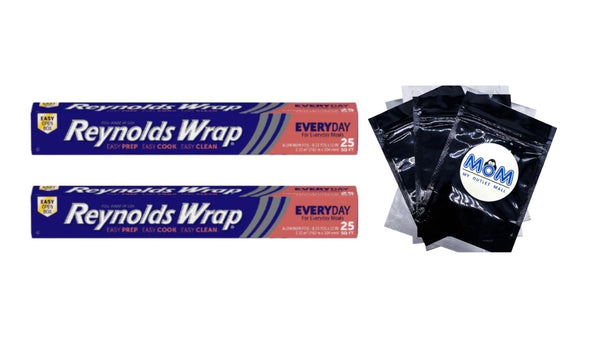 Everyday Strength Aluminum Foil  - 2 packs -  25 square feet per pack - plus 3 My Outlet Mall Resealable Storage Pouches