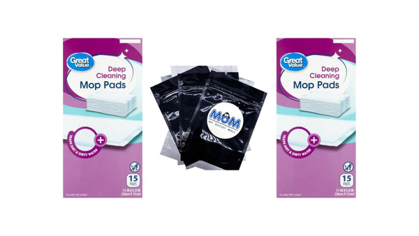 Deep Cleaning Mop Pads - 2 packs - 15 count per pack - plus 3 My Outlet Mall Resealable Storage Pouches