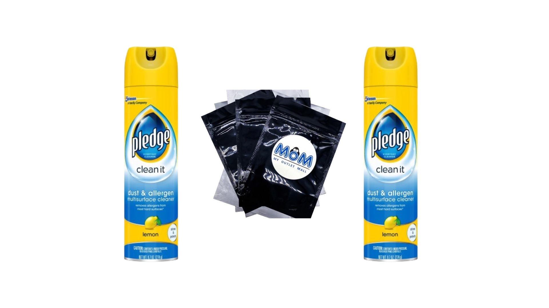 Dust & Allergen Multisurface Cleaner, Lemon - 2 packs - 9.7 oz - per pack - plus 3 My Outlet Mall Resealable Storage Pouches