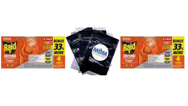 Concentrated Deep Reach Pest Insect Killer & Roach Fogger -  2 packs -4 cans per pack plus 3 My Outlet Mall Resealable Storage Pouches