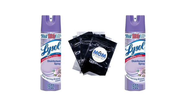 Disinfectant Spray, Sanitizing/Antibacterial Disinfecting and Deodorizing, Early Morning Breeze - 2 packs - 19 oz per pack - plus 3 My Outlet Mall Resealable Storage Pouches
