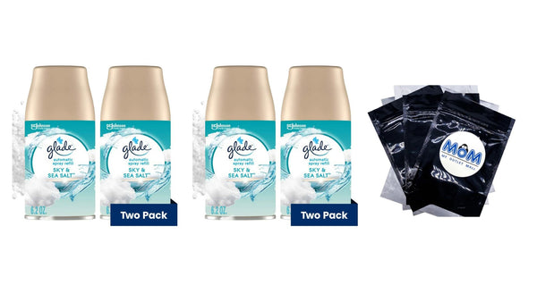 Automatic Spray Refills, Air Freshener, Infused with Essential Oils, Sky & Sea Salt - 2 packs - 2 count per pack - plus 3 My Outlet Mall Resealable Storage Pouches