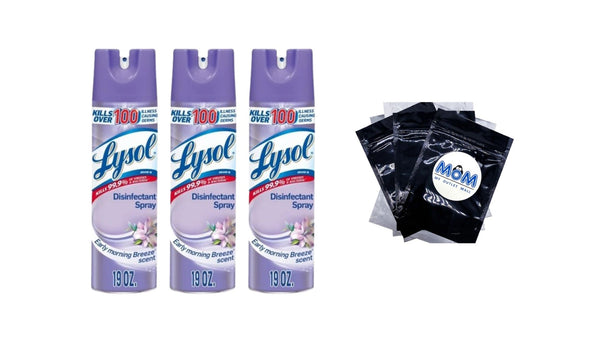 Disinfectant Spray, Sanitizing/Antibacterial Disinfecting and Deodorizing, Early Morning Breeze - 3 packs - 19 oz per pack - plus 3 My Outlet Mall Resealable Storage Pouches
