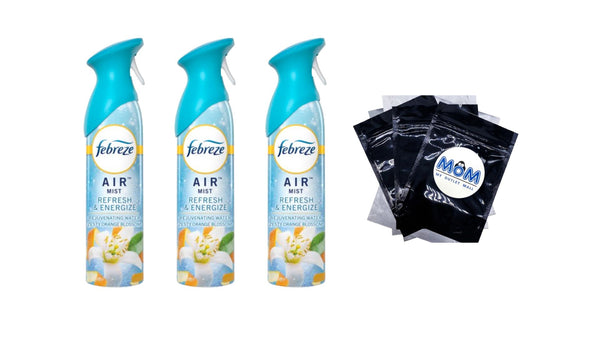 Air Mist Odor-Fighting Air Freshener, Refresh & Energize Scent - 3 packs - 8.8 oz  per pack - plus 3 My Outlet Mall Resealable Storage Pouches