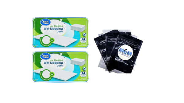 Wet Mopping Cloths - 2 packs - 24 count per pack - plus 3 My Outlet Mall Resealable Storage Pouches