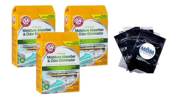 Storage Moisture Absorber and Odor Eliminator -  3 packs - 10.5 oz per pack  plus 3 My Outlet Mall Resealable Storage Pouches