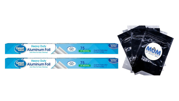 Heavy Duty Aluminum Foil - 2 packs -  75 square feet per pack - plus 3 My Outlet Mall Resealable Storage Pouches