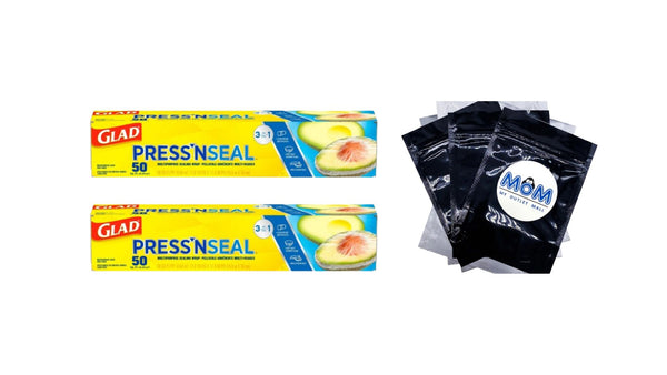 Press'n Seal Food Plastic Wrap - 2 packs -  50 sq ft Roll per pack - plus 3 My Outlet Mall Resealable Storage Pouches