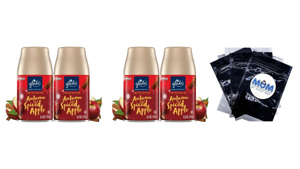 Automatic Spray Refills, Air Freshener, Autumn Spiced Apple, Fragrance Infused with Essential Oils- 2 packs - 2 count per pack - plus 3 My Outlet Mall Resealable Storage Pouches