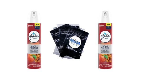 Aerosol Spray, Air Freshener Apple Cinnamon Scent, Fragrance Infused with Essential Oils, Invigorating and Refreshing, with 100% Natural Propellent - 2 packs - 8.0 oz per pack - plus 3 My Outlet Mall Resealable Storage Pouches