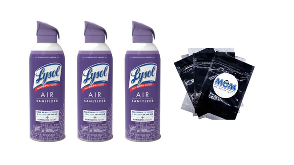 Air Sanitizer Spray, For Air Sanitization and Odor Elimination, Light Breeze Scent - 3 packs - 10 oz per pack - plus 3 My Outlet Mall Resealable Storage Pouches