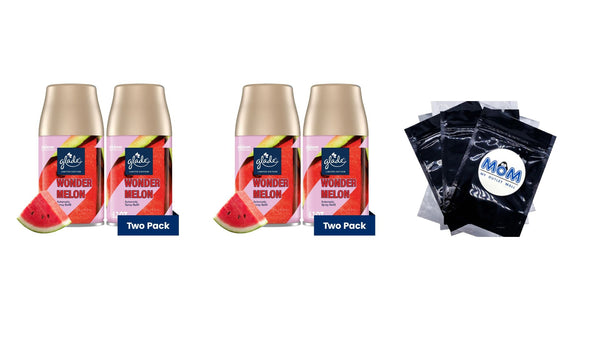 Automatic Spray Refill, Air Freshener, Infused with Essential Oils, Wonder Melon, 6.2 oz - 2 packs - 2 Count  per pack - plus 3 My Outlet Mall Resealable Storage Pouches