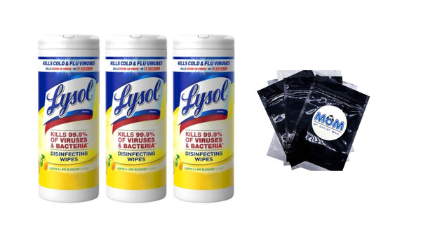 Disinfectant Wipes, Multi-Surface Antibacterial Cleaning Wipes, For Disinfecting and Cleaning, Lemon and Lime Blossom - 3 packs - 35 count per pack - plus 3 My Outlet Mall Resealable Storage Pouches