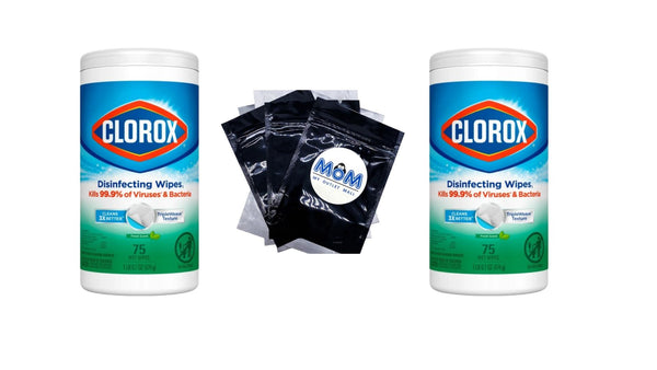 Bleach-Free Disinfecting and Cleaning Wipes, Fresh Scent - 2 packs - 75 count per pack - plus 3 My Outlet Mall Resealable Storage Pouches