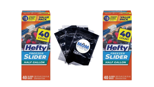 Slider Freezer Kitchen Storage Bags, Half gallon Size - 2 packs -  40 Count per pack - plus 3 My Outlet Mall Resealable Storage Pouches