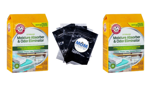 Storage Moisture Absorber and Odor Eliminator -  2 packs - 10.5 oz per pack plus 3 My Outlet Mall Resealable Storage Pouches