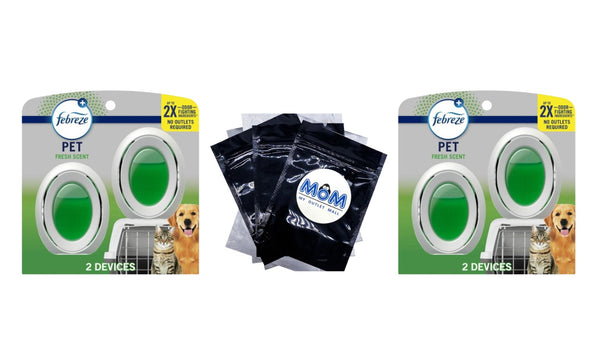 Pet Air Freshener, Small Spaces Odor-Fighting, Fresh -  2 packs - 2 count per pack plus 3 My Outlet Mall Resealable Storage Pouches
