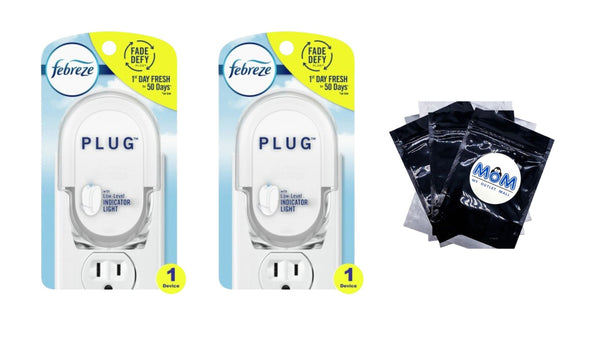 Odor-Fighting Fade Defy Plug Air Freshener Warmer Device, Fresh - 2 packs - 1 count per pack - plus 3 My Outlet Mall Resealable Storage Pouches