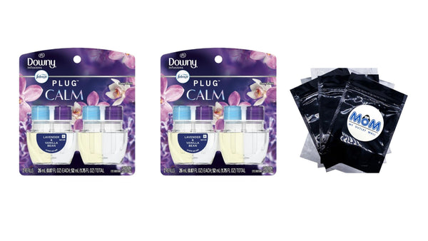 Plug In Air Freshener, Odor-Fighting Oil Refill, Downy Calm - 2 packs - 1.75 oz per pack - plus 3 My Outlet Mall Resealable Storage Pouches
