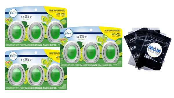 Small Spaces Air Freshener, Odor-Fighting, Gain Original - 3 packs - 3 Count per pack - plus 3 My Outlet Mall Resealable Storage Pouches