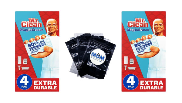 Magic Eraser Extra Durable Cleaning Pad - 2 packs -  4 count per pack - plus 3 My Outlet Mall Resealable Storage Pouches