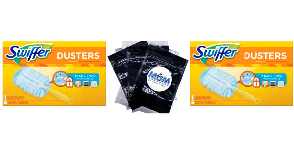Dusters Cleaning Kit, Feather Duster Alternative, Unscented, 1 Handle + 5 Refills - 2 packs - 6 count per pack - plus 3 My Outlet Mall Resealable Storage Pouches