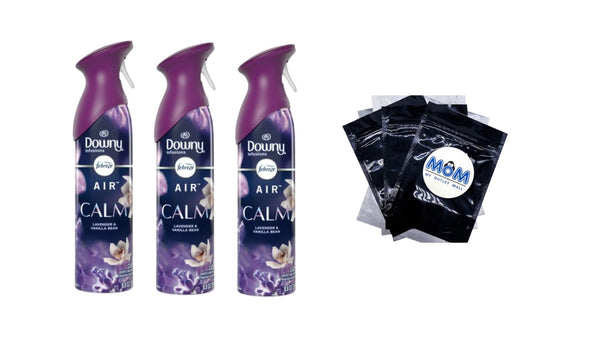Air Mist Odor-Fighting Air Freshener Downy Calm Scent - 3 packs - 8.8 oz per pack - plus 3 My Outlet Mall Resealable Storage Pouches