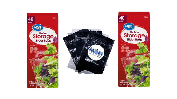 Fresh Seal Slider Zipper Bags, Gallon Storage  - 2 packs -  40 Count per pack - plus 3 My Outlet Mall Resealable Storage Pouches