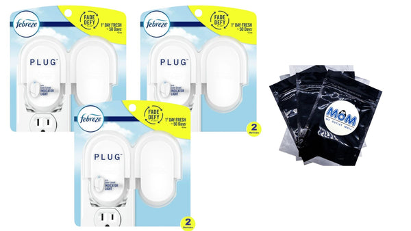 Plug in Air Freshener, Odor-Fighting Scented Oil Warmer Device - 3 packs - 2 count per pack - plus 3 My Outlet Mall Resealable Storage Pouches