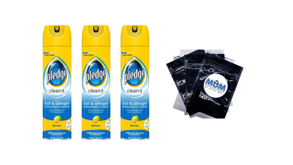 Dust & Allergen Multisurface Cleaner, Lemon - 3 packs - 9.7 oz - per pack - plus 3 My Outlet Mall Resealable Storage Pouches