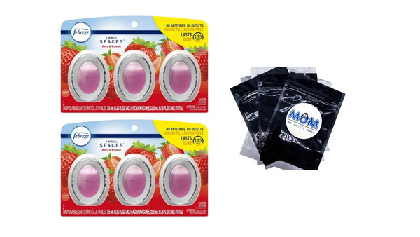 Small Spaces Air Freshener, Odor-Fighting, Berry & Bramble - 2 packs - 3 Count per pack - plus 3 My Outlet Mall Resealable Storage Pouches