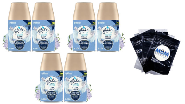 Automatic Spray Refills, Air Freshener, Infused with Essential Oils, Clean Linen - 3 packs - 2 count per pack - plus 3 My Outlet Mall Resealable Storage Pouches