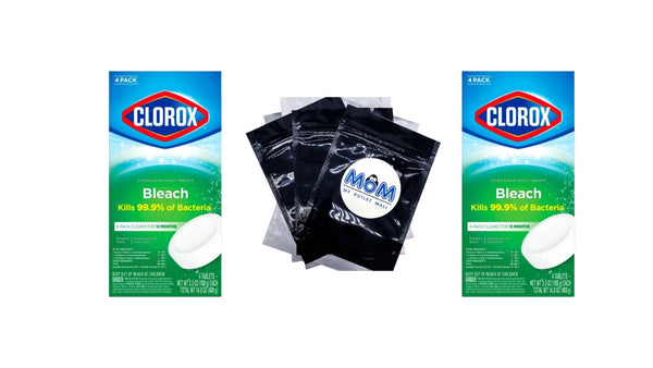 Bleach Automatic Toilet Bowl Cleaner Tablets - 2 packs -  4 count per pack - plus 3 My Outlet Mall Resealable Storage Pouches