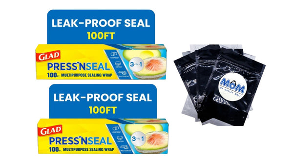 Press'n Seal Plastic Food Wrap - 2 packs -  100 sq ft Roll per pack - plus 3 My Outlet Mall Resealable Storage Pouches