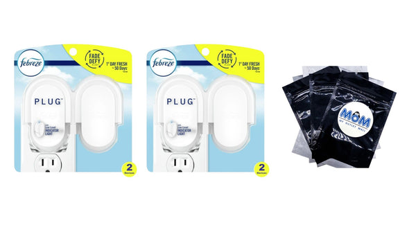 Plug in Air Freshener, Odor-Fighting Scented Oil Warmer Device - 2 packs - 2 count per pack - plus 3 My Outlet Mall Resealable Storage Pouches
