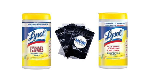 Disinfectant Wipes, Multi-Surface Antibacterial Cleaning Wipes, Lemon and Lime Blossom - 2 packs - 80 count per pack - plus 3 My Outlet Mall Resealable Storage Pouches
