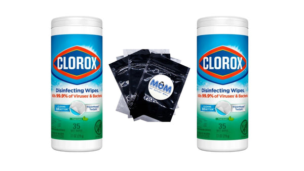 Bleach-Free Disinfecting Cleaner Wipes, Fresh Scent - 2 packs - 35 count per pack - plus 3 My Outlet Mall Resealable Storage Pouches