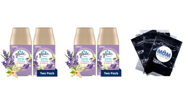Automatic Spray Refills, Air Freshener, Infused with Essential Oils, Lavender & Vanilla - 2 packs - 2 count per pack - plus 3 My Outlet Mall Resealable Storage Pouches