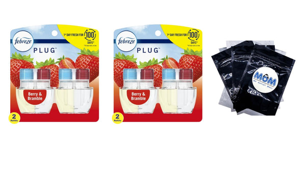 Plug Refill Odor-Fighting Air Freshener Berry & Bramble Scent - 2 packs - 2 count per pack - plus 3 My Outlet Mall Resealable Storage Pouches