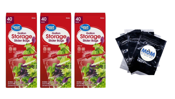 Fresh Seal Slider Zipper Bags, Gallon Storage  - 3 packs -  40 Count per pack - plus 3 My Outlet Mall Resealable Storage Pouches