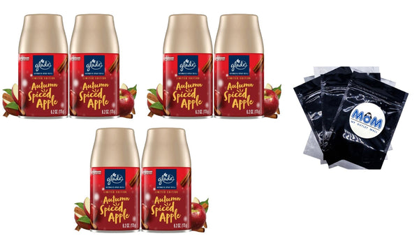 Automatic Spray Refills, Air Freshener, Autumn Spiced Apple, Fragrance Infused with Essential Oils- 3 packs - 2 count per pack - plus 3 My Outlet Mall Resealable Storage Pouches