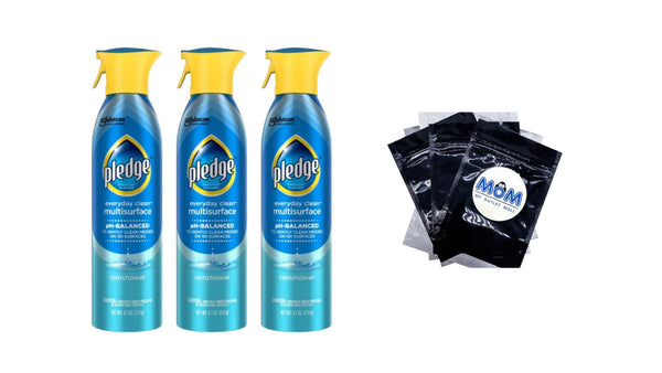 Multi Surface Cleaner, Everyday Cleaner, Aerosol, Rainshower Scent - 3 packs - 9.7 oz per pack - plus 3 My Outlet Mall Resealable Storage Pouches