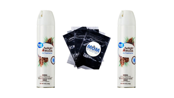 Aerosol Air Freshener, Twilight Woods - 2 packs - 8 oz per pack - plus 3 My Outlet Mall Resealable Storage Pouches