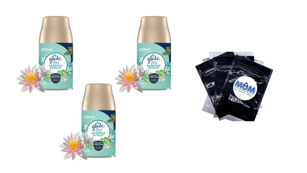 Automatic Spray Air Freshener Refill, Dewdrop Petals - 3 packs - 6.2 oz per pack - plus 3 My Outlet Mall Resealable Storage Pouches
