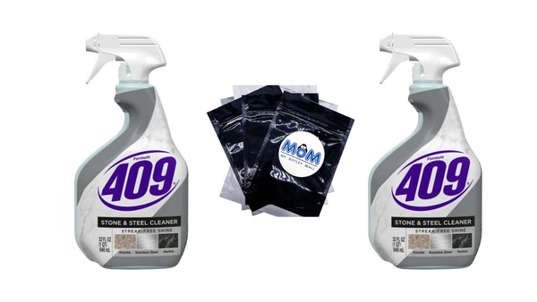 Stone and Steel Cleaner, Spray Bottle - 2 packs - 32 oz per pack - plus 3 My Outlet Mall Resealable Storage Pouches